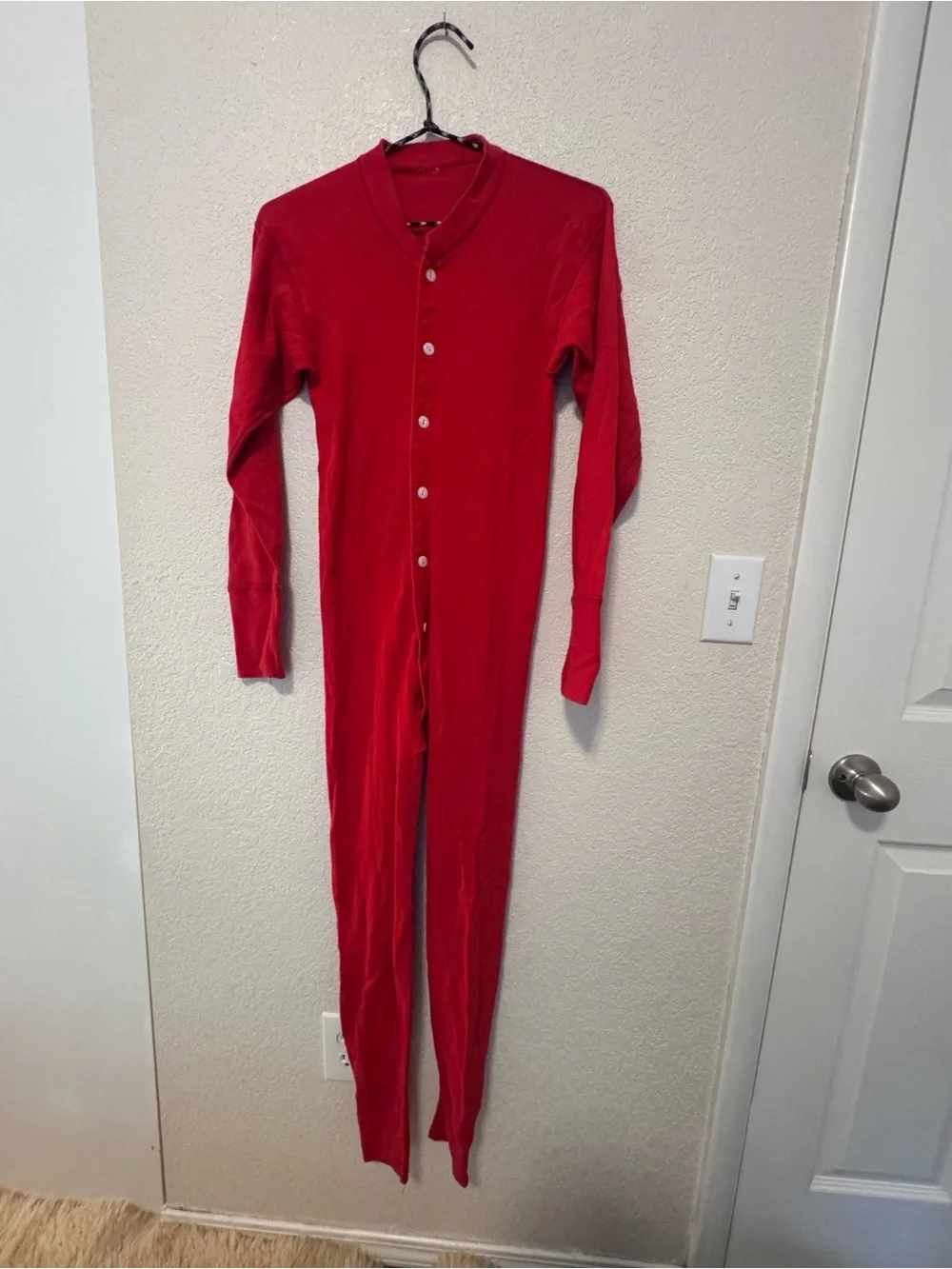 Vintage Men’s Red Button-Front Pajama Longjohns